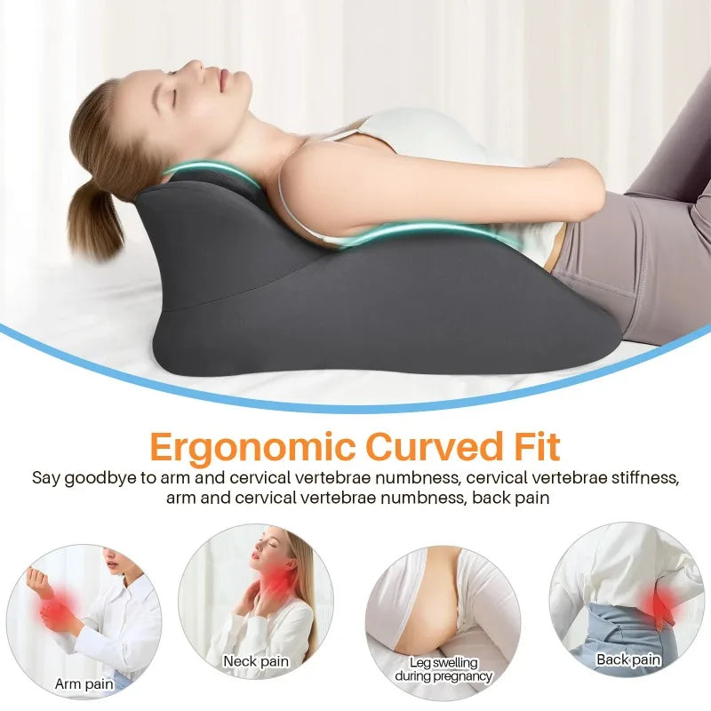 Multi-Positional Wedge Pillow Memory Foam Ergonomic Prone Pillow with Removable Cover Couple Bed Pillow for Body Pain Relief